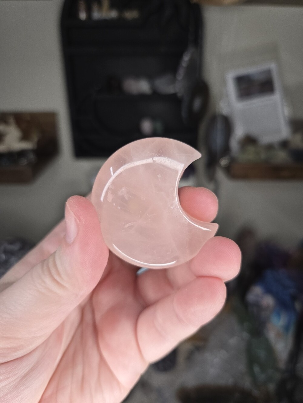 Rose Quartz Moon Carving USB Nightlight